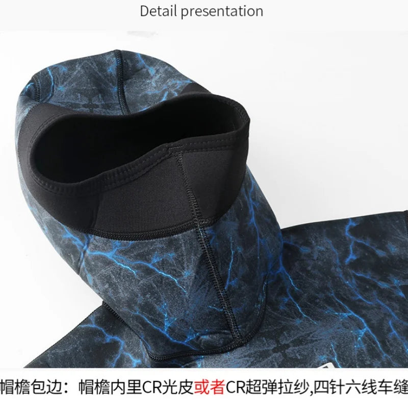 1.5mm Camouflage Wetsuit Long Sleeve Hooded 2 Pieces Set Neoprene For Men Keep Warm Scuba Diving Suit Cold Water Swimsuit - Sun Studio
