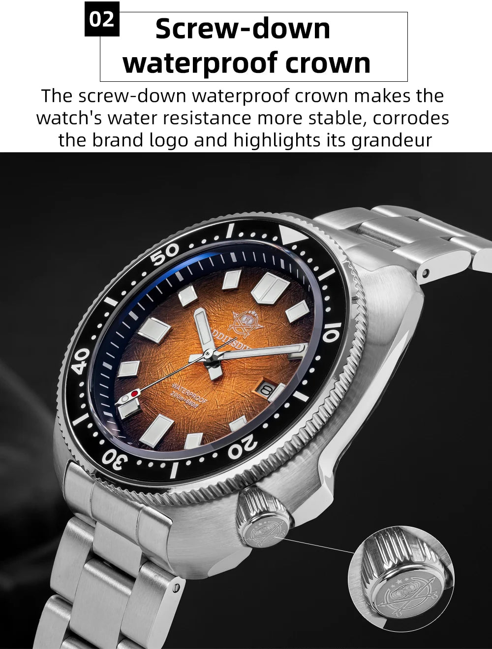 ADDIESDIVE Watch For Man AD2511 Sapphire Glass Window Display BGW9 Luminous 200M waterproof 316L Stainless Steel Quartz Watches - Sun Studio