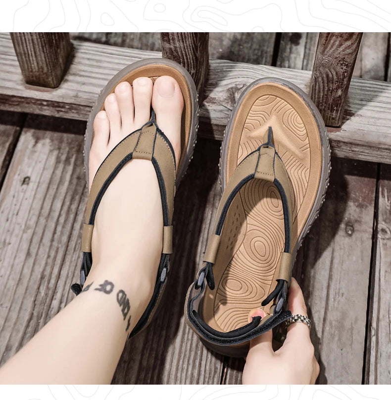 Summer men's casual breathable outdoor beach shoes flip flops waterproof anti slip comfort mesh sandals youth fashion slippers - Sun Studio