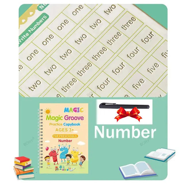 Free Shipping Reusable Montessori Toys French English Spanish Copybooks Pen Writing Sticker Magic Copybook for Calligraphy - Sun Studio