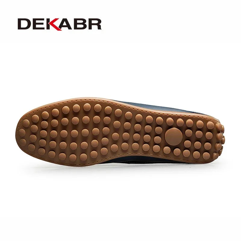 DEKABR Men Casual Flats Fashion Genuine Leather Soft Moccasins Brand Loafers High Quality Breathable Men Shoes Plus Size 36-47 - Sun Studio