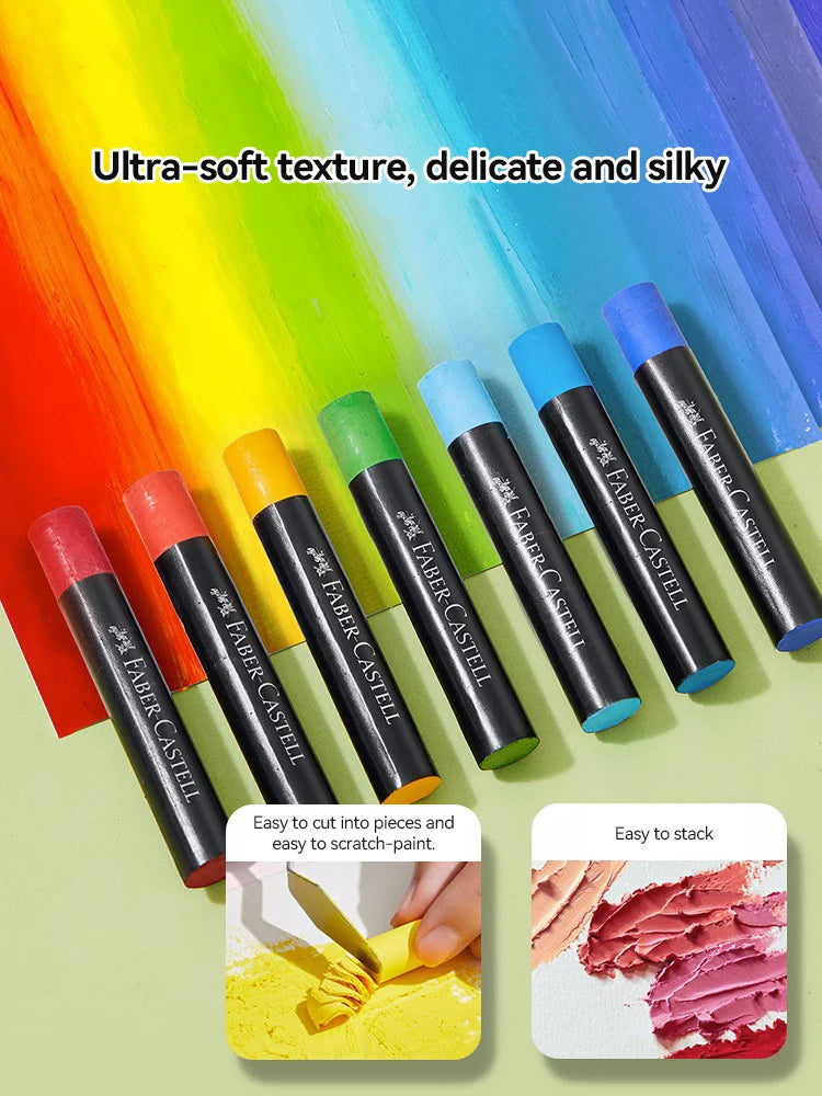 Faber-Castell Soft Oil Pastel Set 24/36/48 Vibrant Colors Creamy Texture Bullet Head Chalk for Artist Painting Drawing Beginners - Sun Studio