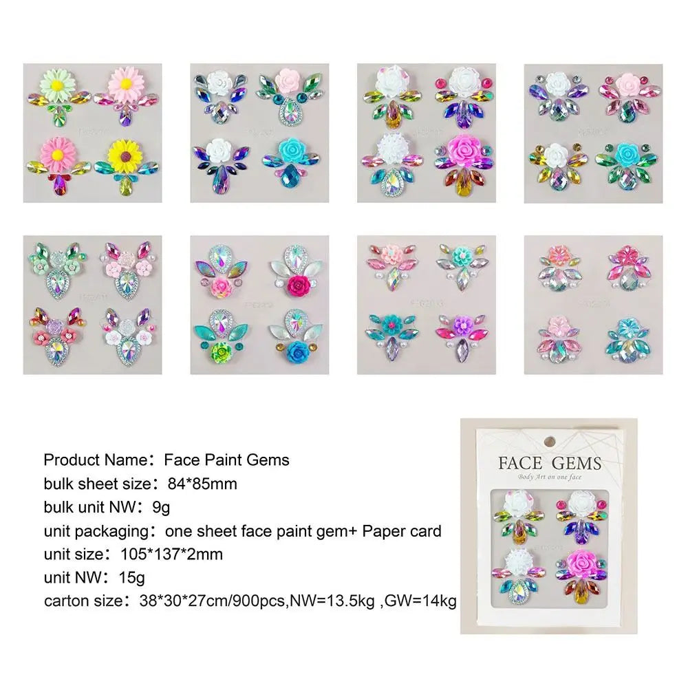 Adhesive Makeup Diamond Sticker DIY Temporary 3D Crystal Face Stickers Glitter Diamond Mask Rhinestone Tattoo Women - Sun Studio