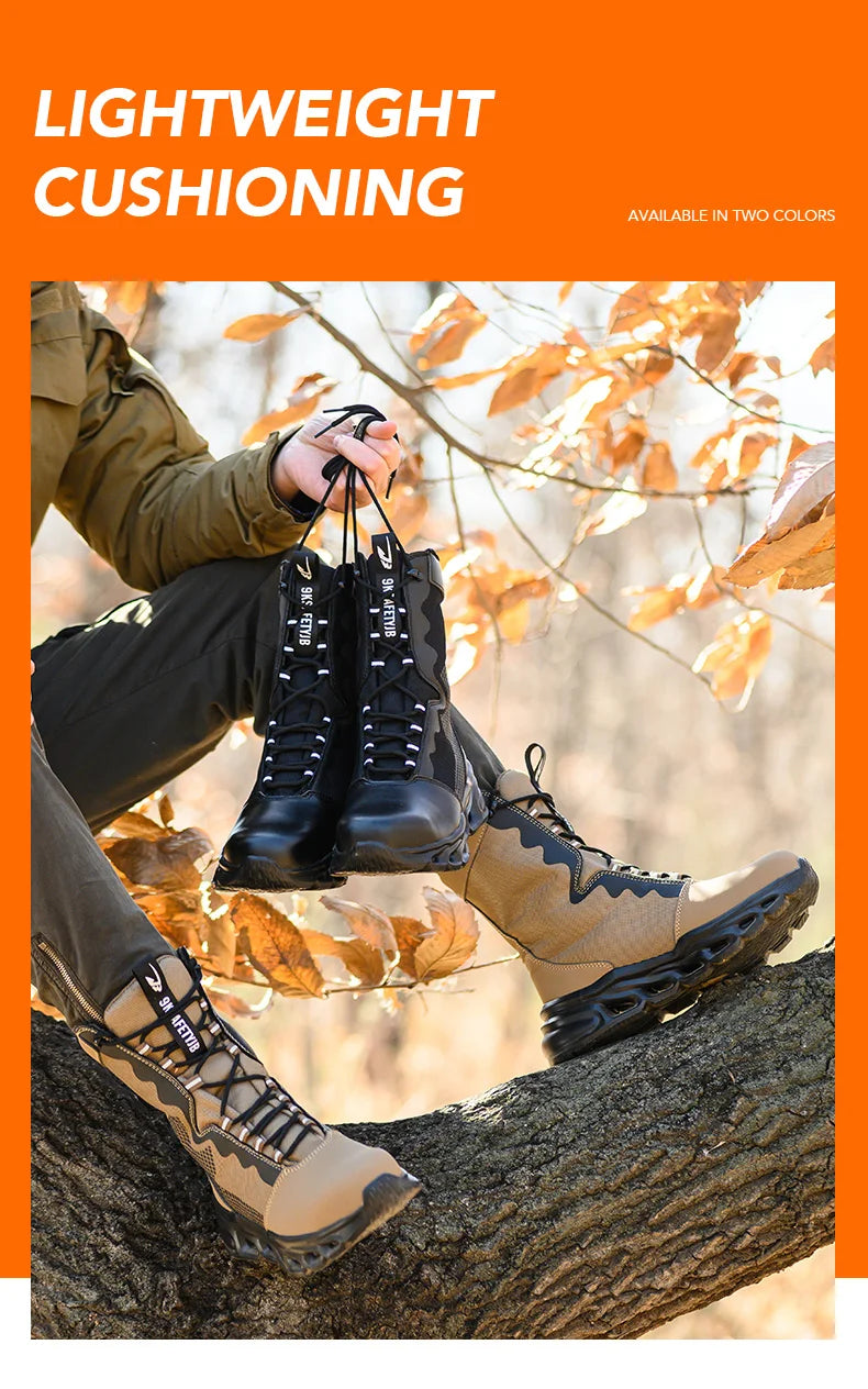 New Fashion 2024 Men Boots Safety Shoes Security Steel Toe Cap Military Boots Working Steel Toe Anti-Smashing Men's Work Boots - Sun Studio