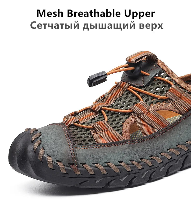 Hot Sale Summer Men's Sandals Outdoor Non-slip Men's Beach Sandals Handmade Genuine Leather Men's Shoes Fashion Men Sneakers - Sun Studio