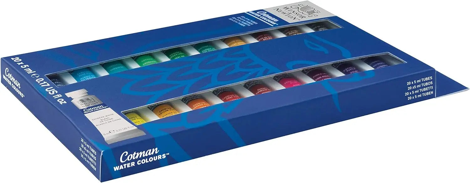 Winsor & Newton Cotman Watercolor Paint Tubes Set - 5ml Tubes (10 or 20 Colors) for Artists, Beginners & Sketching - Sun Studio