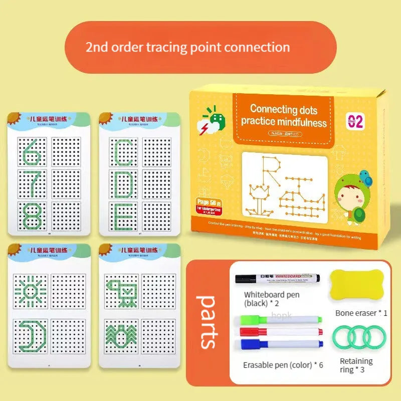 Magical Tracing Workbook Set, Reusable Magic Practice Copybook for Kids with Drawing Pens&Eraser,Fun Learning Books Handwriting - Sun Studio
