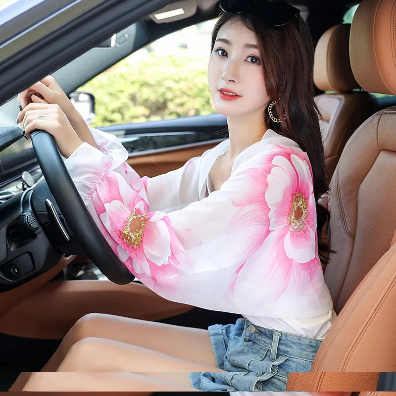 Chiffon Veil Arm Shade Shawl Scarf Women Summer Sun Protection Clothing Long Sleeves Wraps Anti-UV Jacket Swimsuit Cover Up - Sun Studio