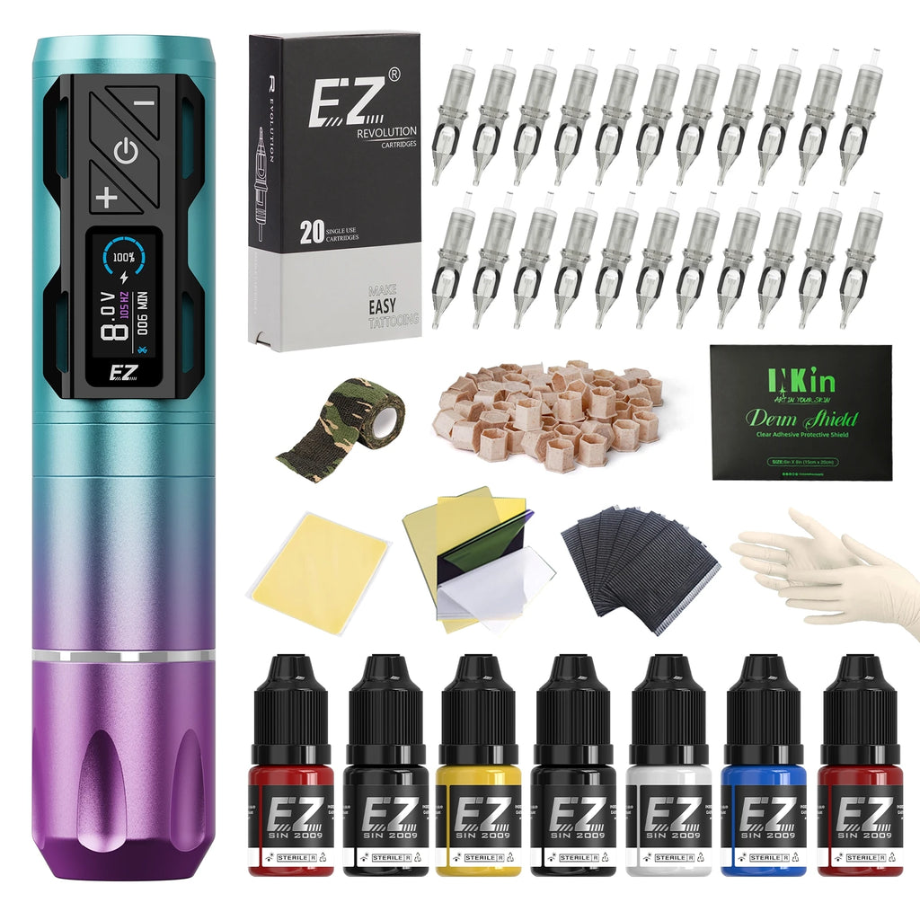 EZ P2S Pro Wireless Tattoo Machine Pen 4.0mm Stroke Battery 1800mAh OLED Digital Display Brushless Motor Tattoo Gun Supply - Sun Studio