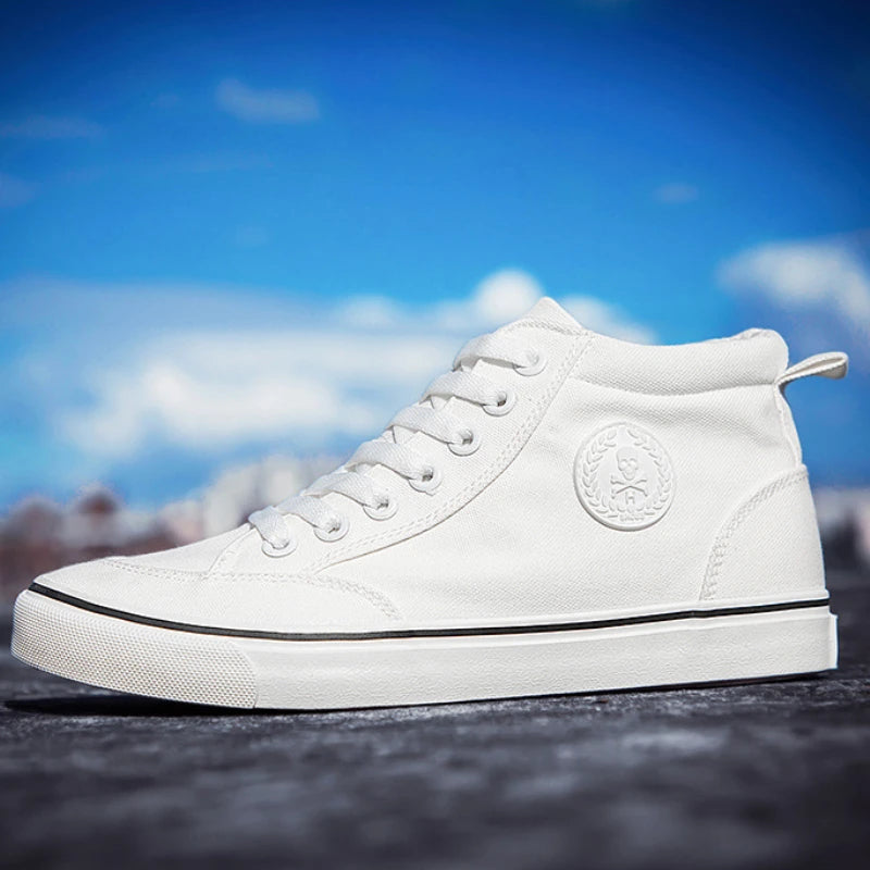 High Top Canvas Shoes Men Shoes Fashion Classics Casual Shoes Solid Color Lace Up Running Shoe High Quality Flat Male Sneakers - Sun Studio
