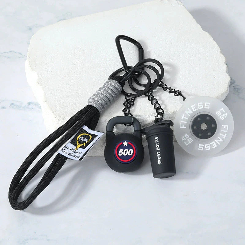 Fitness Keychain Gym Lovers Fitness Enthusiast Gift Barbell Dumbbell Keychain Fitness Bag backpack Charms - Sun Studio