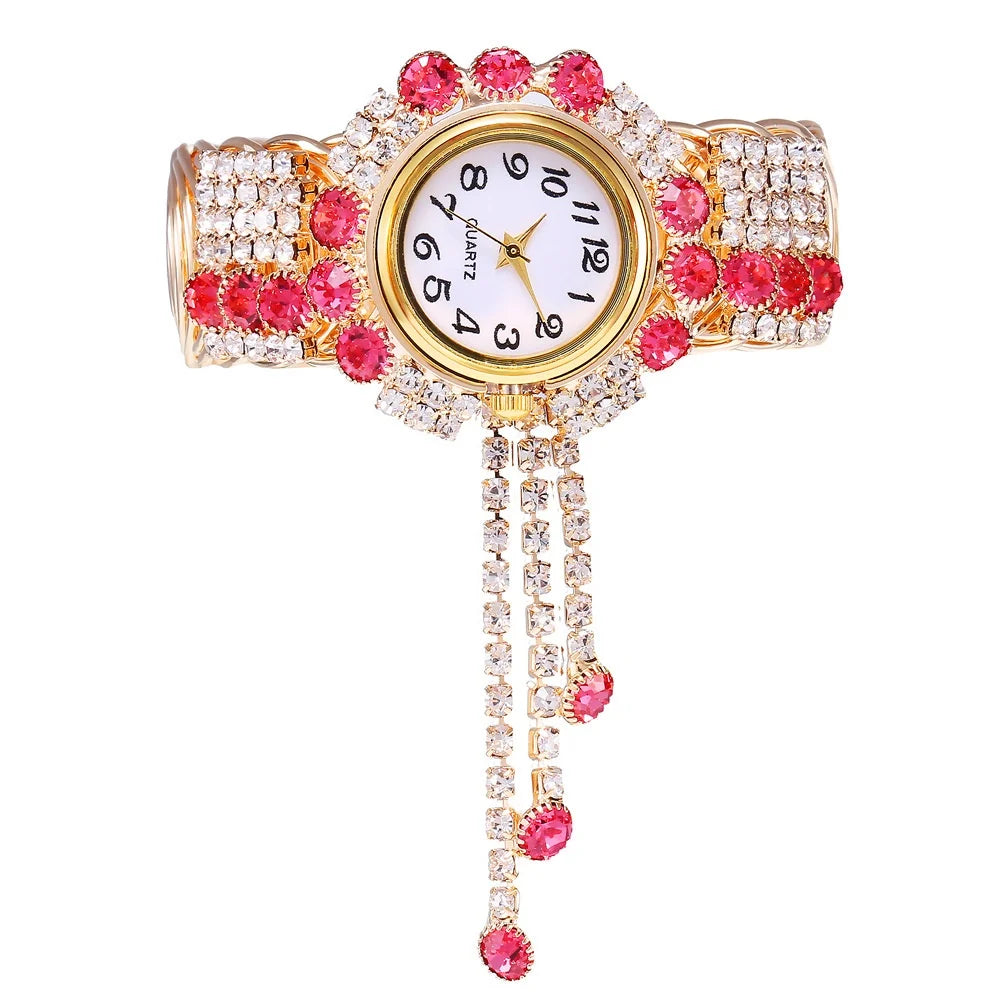 5PCS Luxury Rhinestone Women Watches Jewelry Set Fashion Adjustable Bangle Ladies Quartz Wristwatch Reloj Mujer（Without Box） - Sun Studio