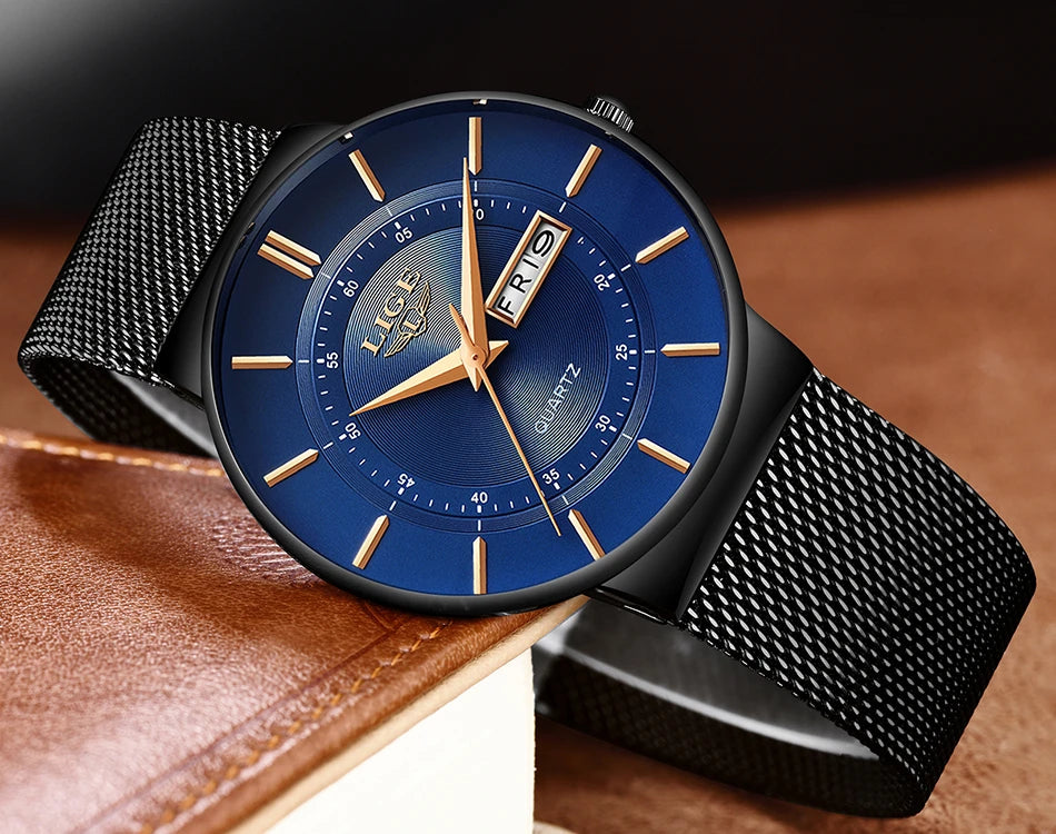 LIGE 2024 Luxury Men Watches Waterproof Ultra Thin Date Clock Male Steel Strap Casual Quartz Watch Men Sports Wrist Watch Man - Sun Studio