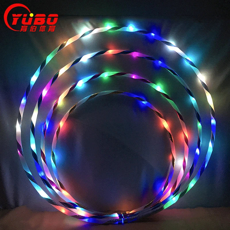 LED Colorful Fitness Circle Performing Arts Abdominal Fat Loss Light Fitness Crossfit Foldable Sport Hoop Gym Fitness Equipments - Sun Studio