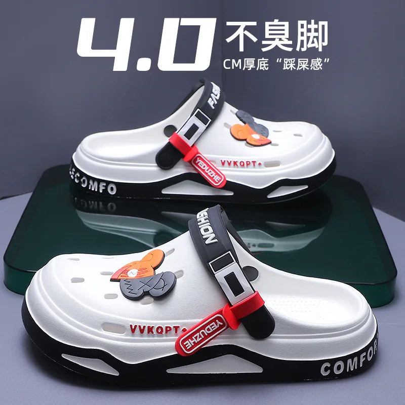 Summer new trend hole shoes outside wear cartoon fashion home home couples non-slip hole sandals beach Baotou slippers men's
