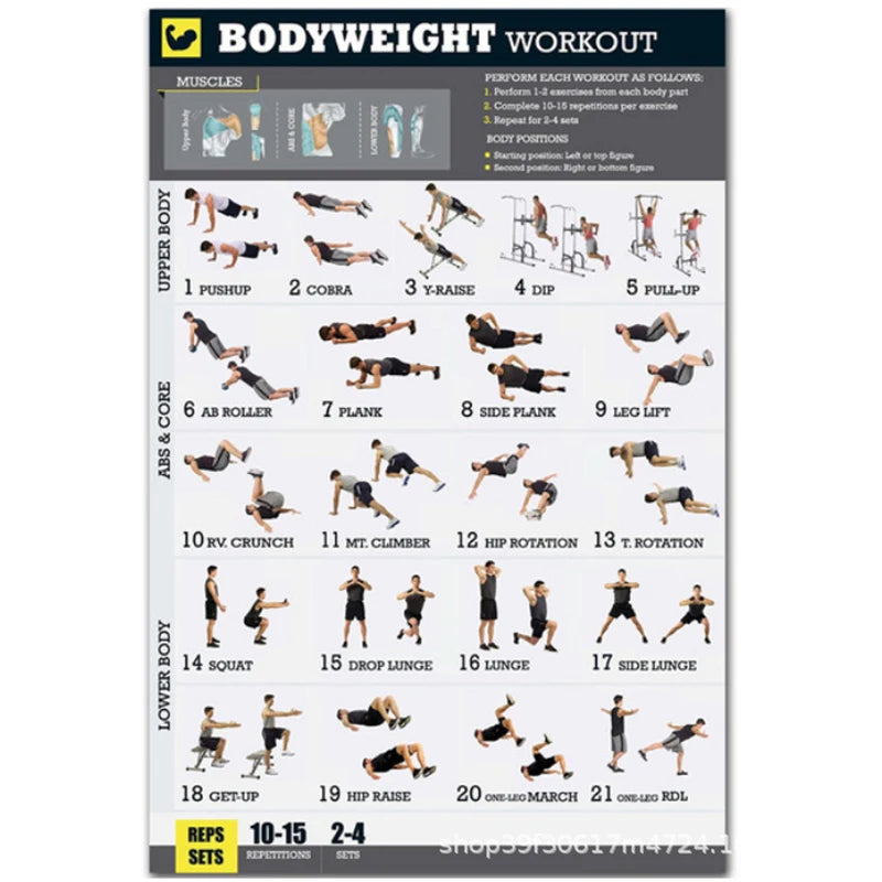 Gym Posters for Home Gym Decor Workout Poster Fitness Training Murals Exercise Equipment Barbells Strength Training Yoga Poster