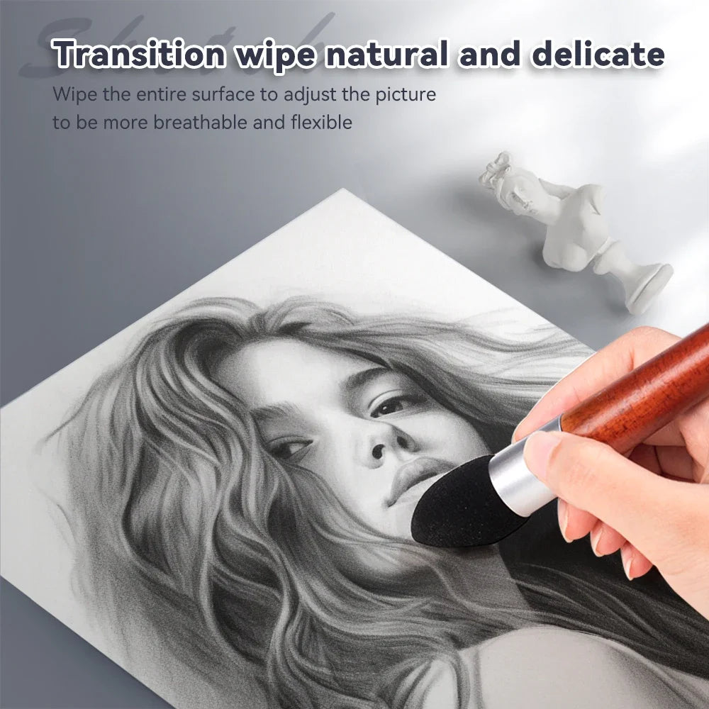 Sketch Pen Brush Artist Blending Pen Washable Rubbing Sponge Wipe Clean Tool Set Reusable Drawing Processing Rendering Eraser - Sun Studio