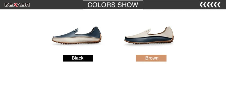 DEKABR Men Casual Flats Fashion Genuine Leather Soft Moccasins Brand Loafers High Quality Breathable Men Shoes Plus Size 36-47 - Sun Studio