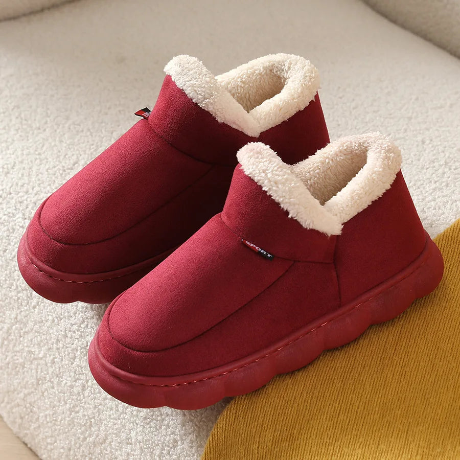 Asgard Men Plush Platform Slippers Winter Warm Outdoor Antiskid Fluffy Soft Cotton Boot Indoor Fashion Cozy Furry Flat Home Shoe