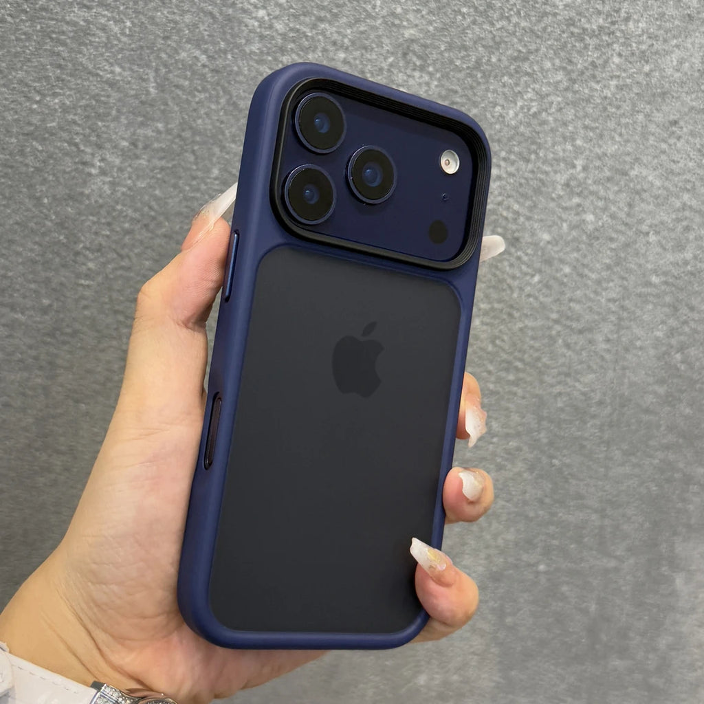 Luxury Orange Matte Transparent Phone Case For iPhone 17 Pro Max 17Pro 17 Metal Buttons Skin Feel Shockproof Protective Cover - Sun Studio