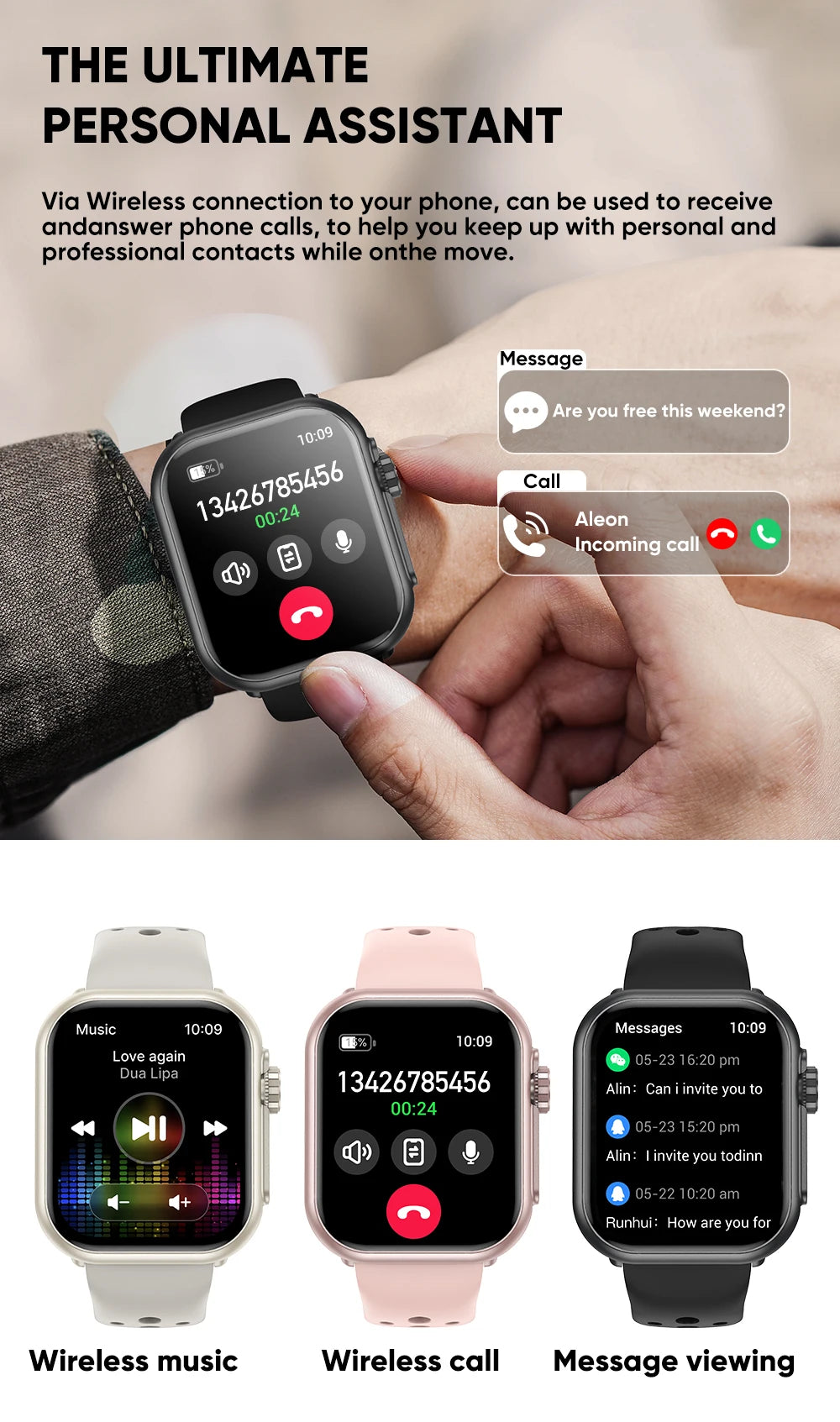 2025 New 1000mAh Battery Smart Watch For Men Women Bluetooth Call Heart Rate Monitor Watches IP68 Waterproof Sports Smartwatches - Sun Studio