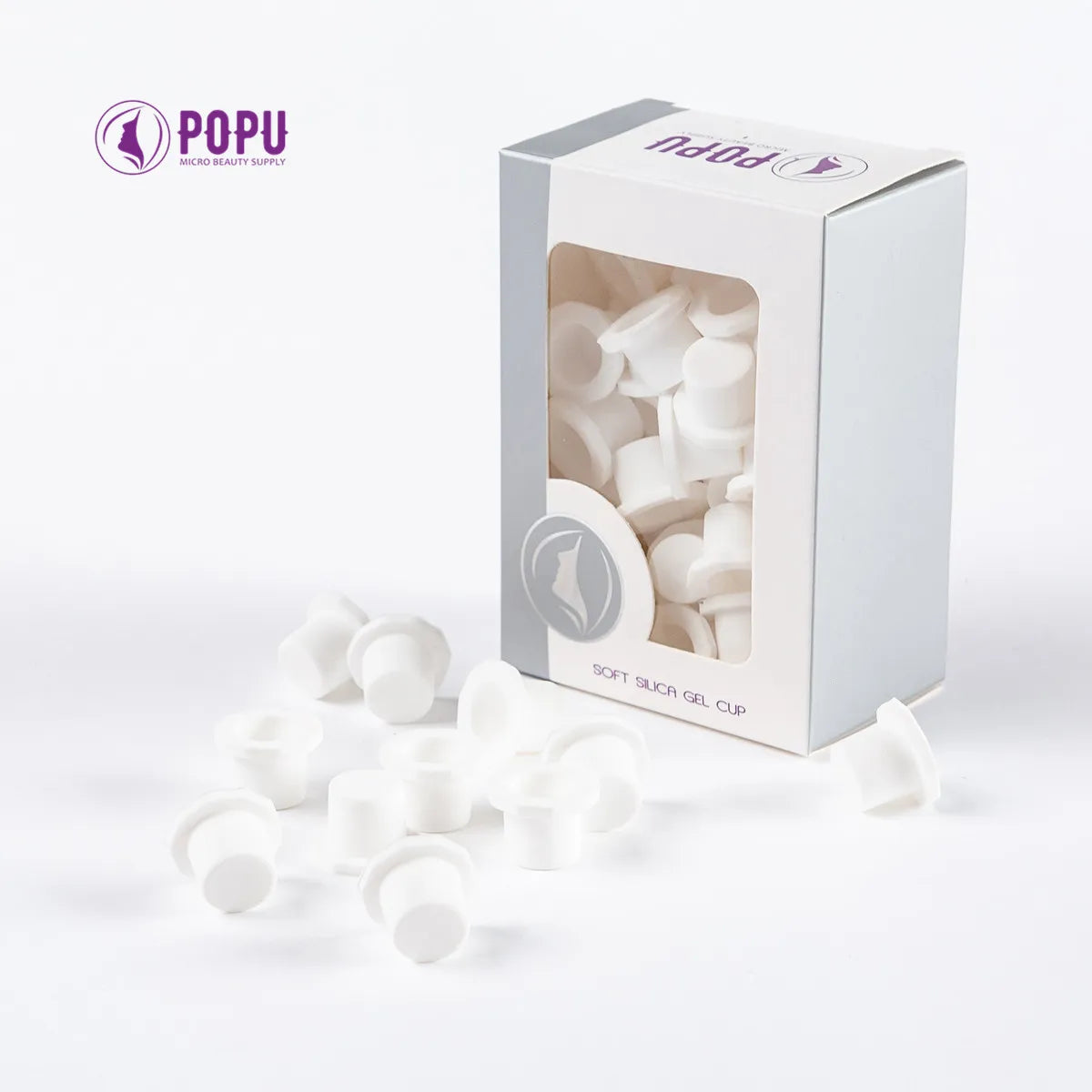 POPU Ink Cups 60 pcs Medium-12mm Disposable Soft White/Purple Colors for Permanent Makup & Tattoo Used - Sun Studio