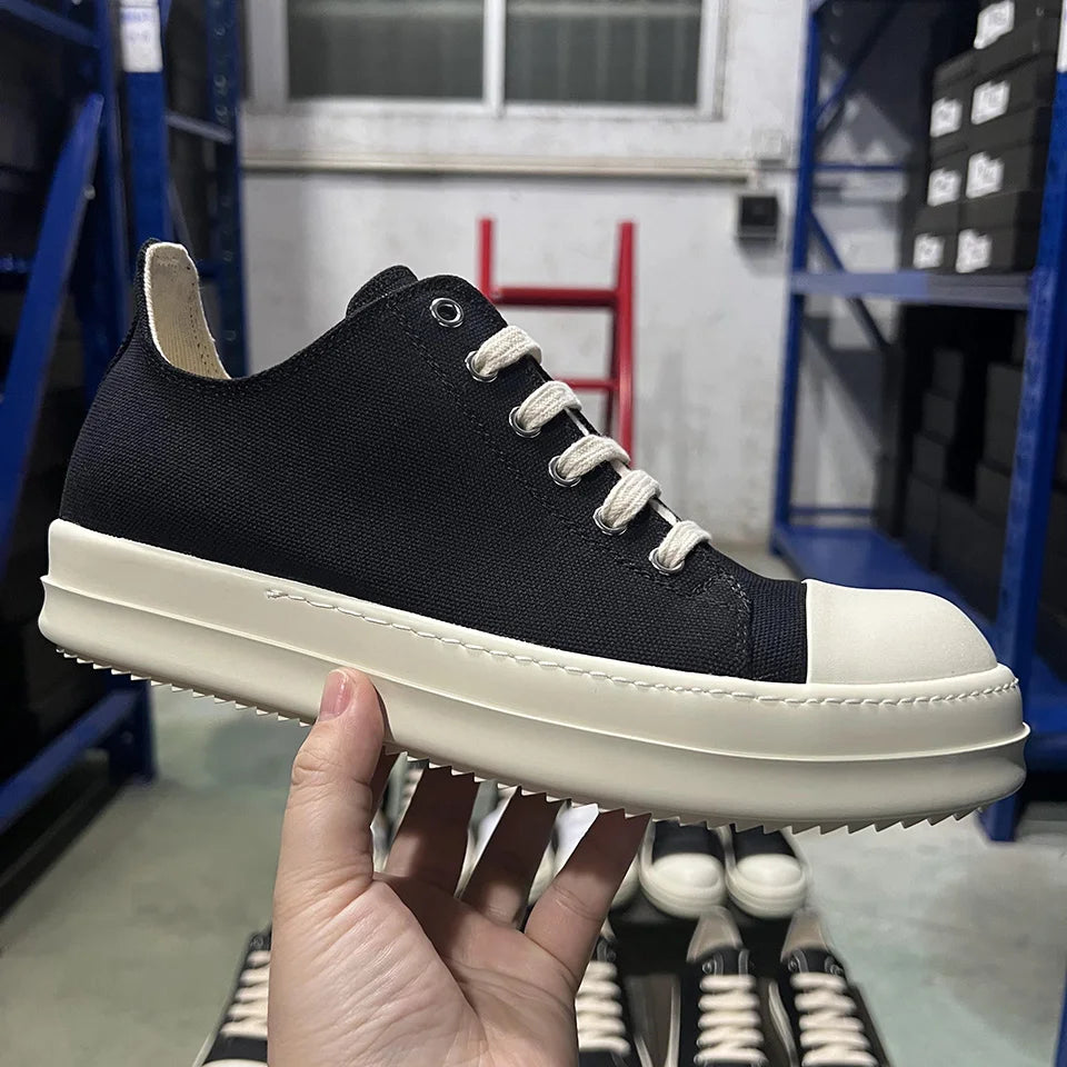 Casual Shoes Men Canvas  Low Top Quality Ro Lace Up Thick Sole Breathable Luxury Designer Classic Trainers Women Flat Sneakers - Sun Studio