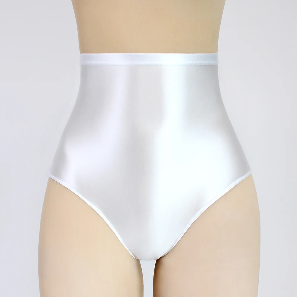 Sexy MEN gloss underwear Briefs Bikini Bottoms with Buttocks Silky Oily swimsuit big size super High Waist Tights Underpants - Sun Studio