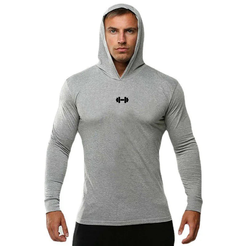 Gym Running Sport T-Shirts Mens Cotton Long Sleeve Hooded Clothing Fitness Bodybuilding Muscle Hoodies Workout Jogging Shirts - Sun Studio