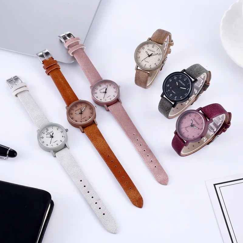 Women Watches Simple Casual Arabic Numbers Leather Analog Quartz Watches for Woman Fashion Ladies Clock Gift montres femmes - Sun Studio