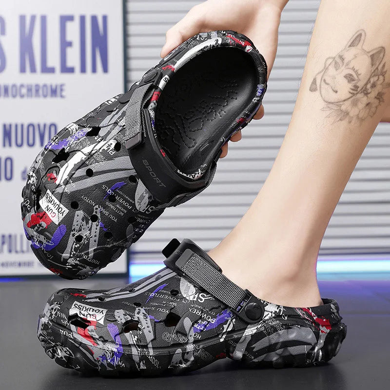 Big Size 47 Summer Men White Clogs Outdoor Garden Clogs Hole Shoes Male Casual Shoes Water Shoes Comfort Home Soft Slippers - Sun Studio