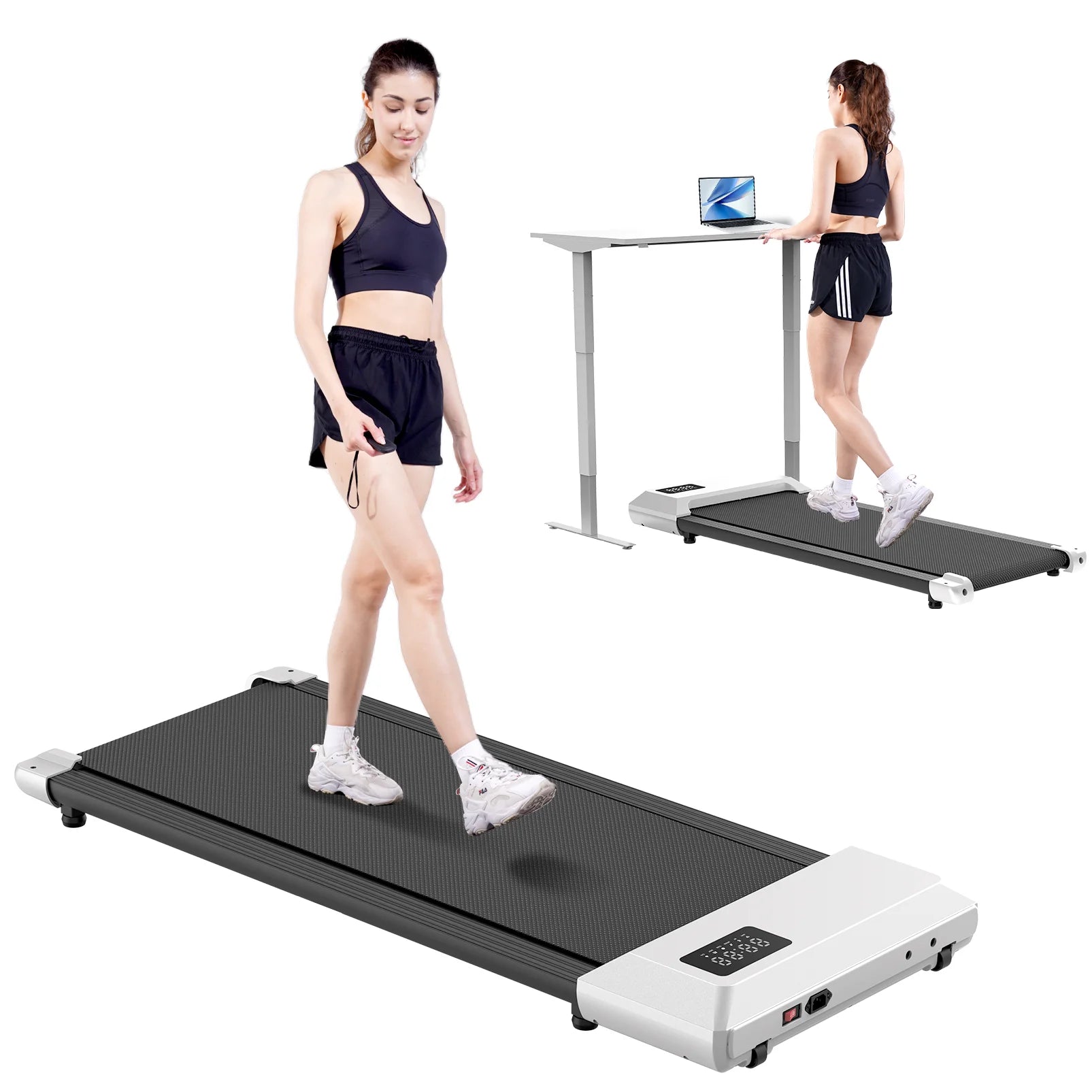 Walking Pad 2 in 1 Under Desk Treadmill, 2.5HP Low Noise Walking Pad Running Jogging Machine with Remote Control for Home Office - Sun Studio