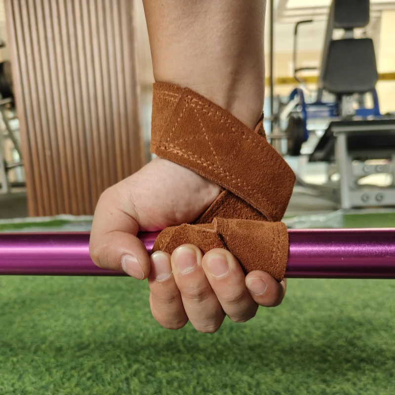 1 Pair Cowhide Weightlifting Straps for Men & Women Gym Lifting Wrist Straps Gym Perfect for Strength Training and Deadlifts - Sun Studio