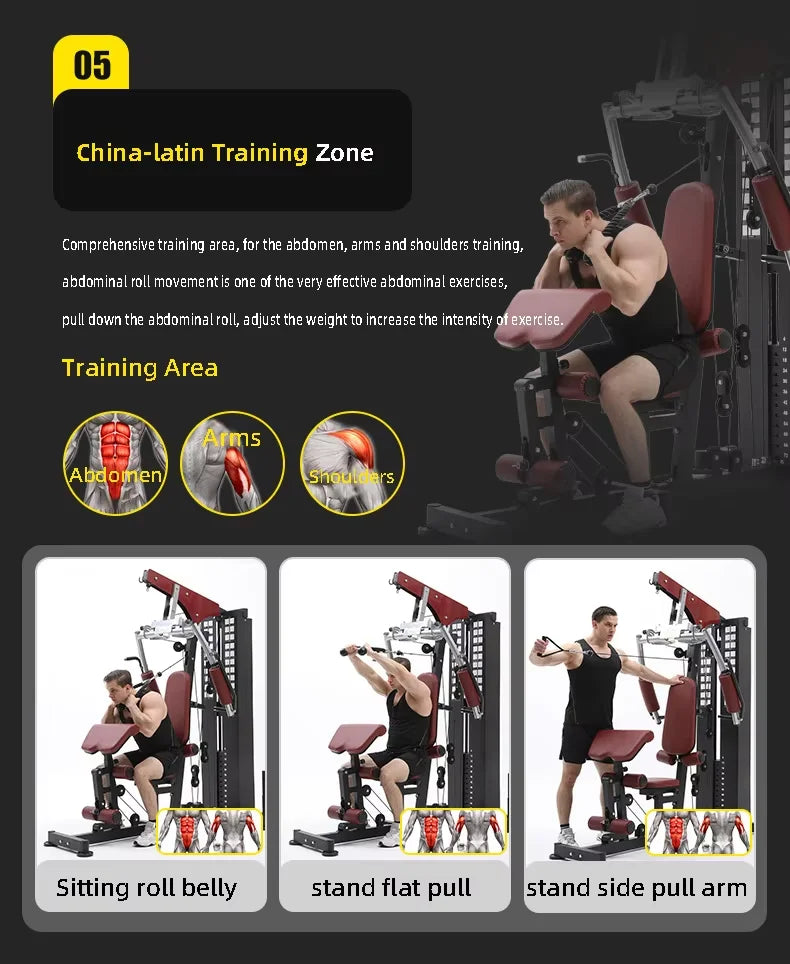 Home Indoor Comprehensive Gym Trainer Fitness Equipment With Strength Exercise Metal Material - Sun Studio