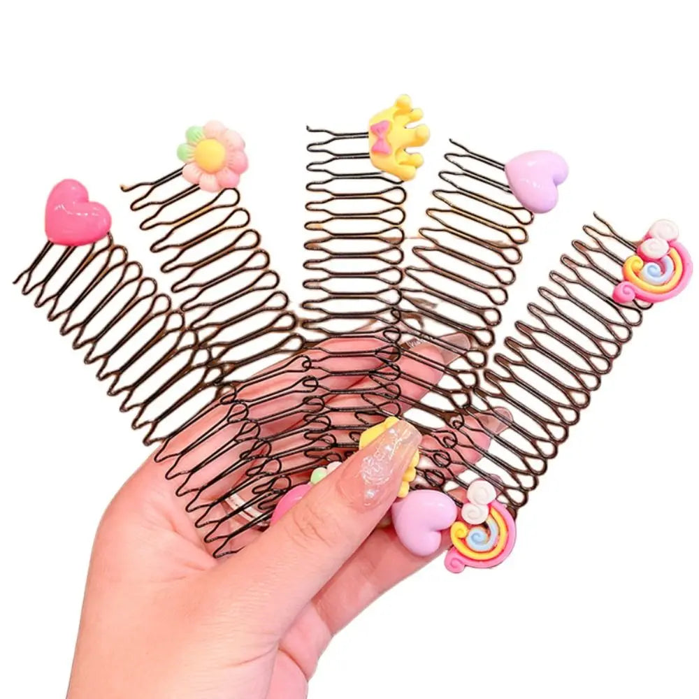 Kids Spring Hair Comb Cartoon Invisible Comb Teeth Extra Hair Holder Sweet U Shape Hair Styling Comb Fixed Combs Girls Hair Wear - Sun Studio