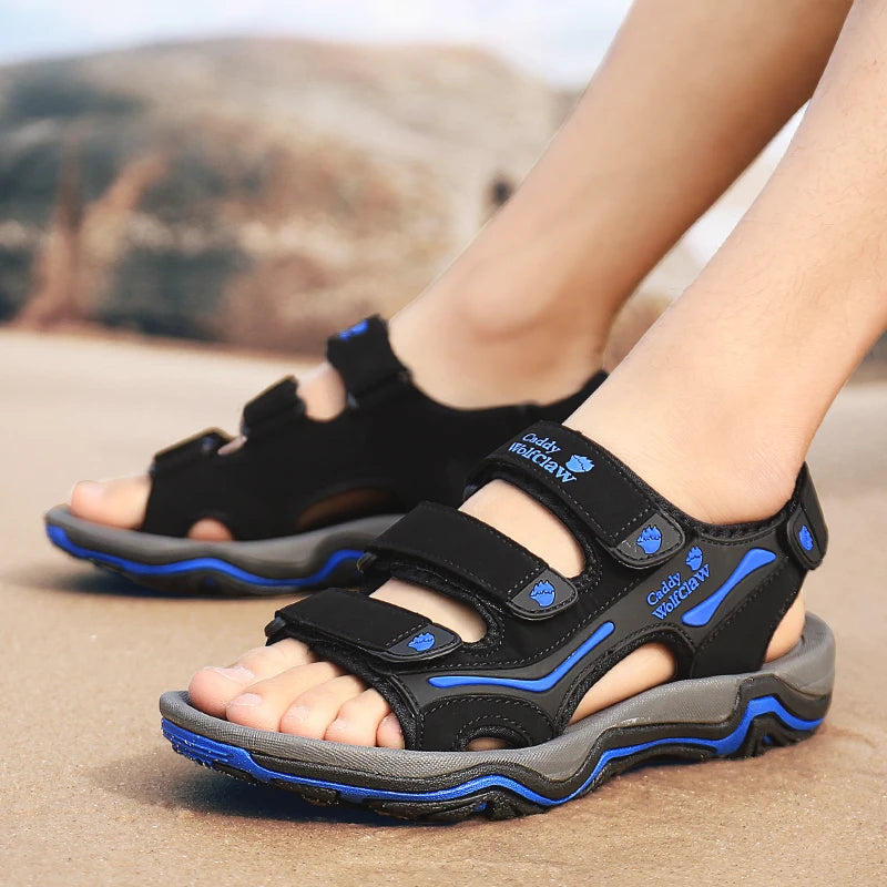 Men High Quality Sandals outdoor fashion Durable Handmade Stitching Flats Close Toe Non Slip hiking Shoe men Beach Sandals - Sun Studio