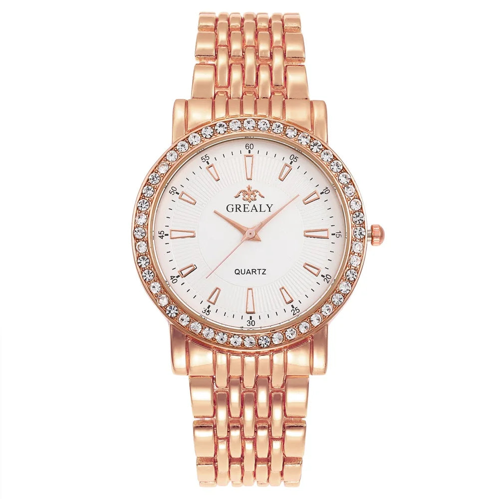 New Casual Watches Women Luxury Fashion Lovers Watch Rhinestone Stainless steel Quartz Watch Men Women Gift Business Wristwatch - Sun Studio