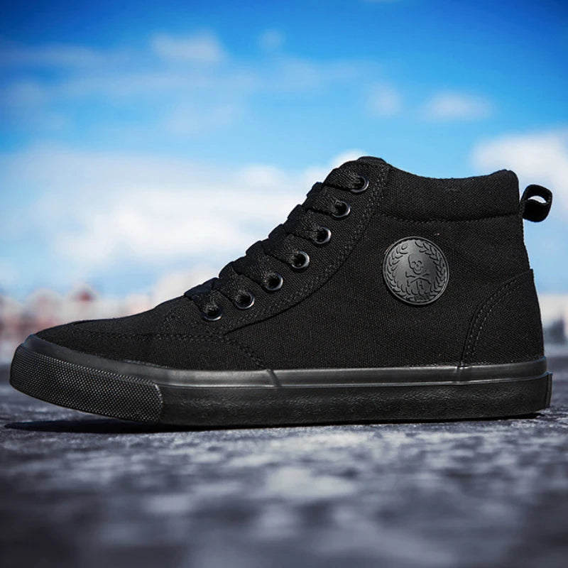 High Top Canvas Shoes Men Shoes Fashion Classics Casual Shoes Solid Color Lace Up Running Shoe High Quality Flat Male Sneakers - Sun Studio