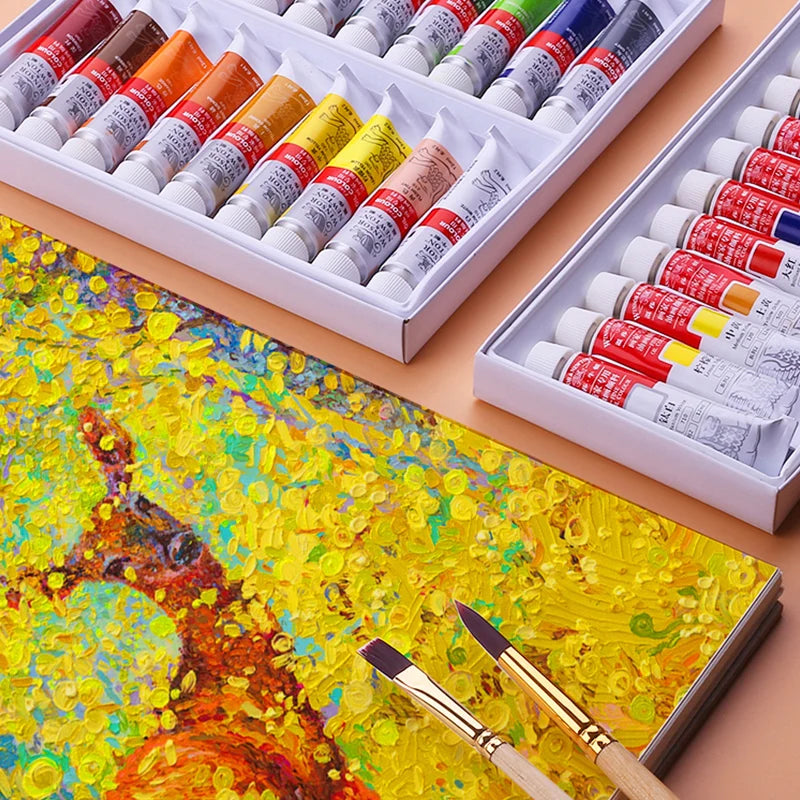 Winsor & Newton 12/18/24 Colors Professional Color Oil Paints 12ml Tube Painting Pigments With Brush And Palette Art Supplies - Sun Studio