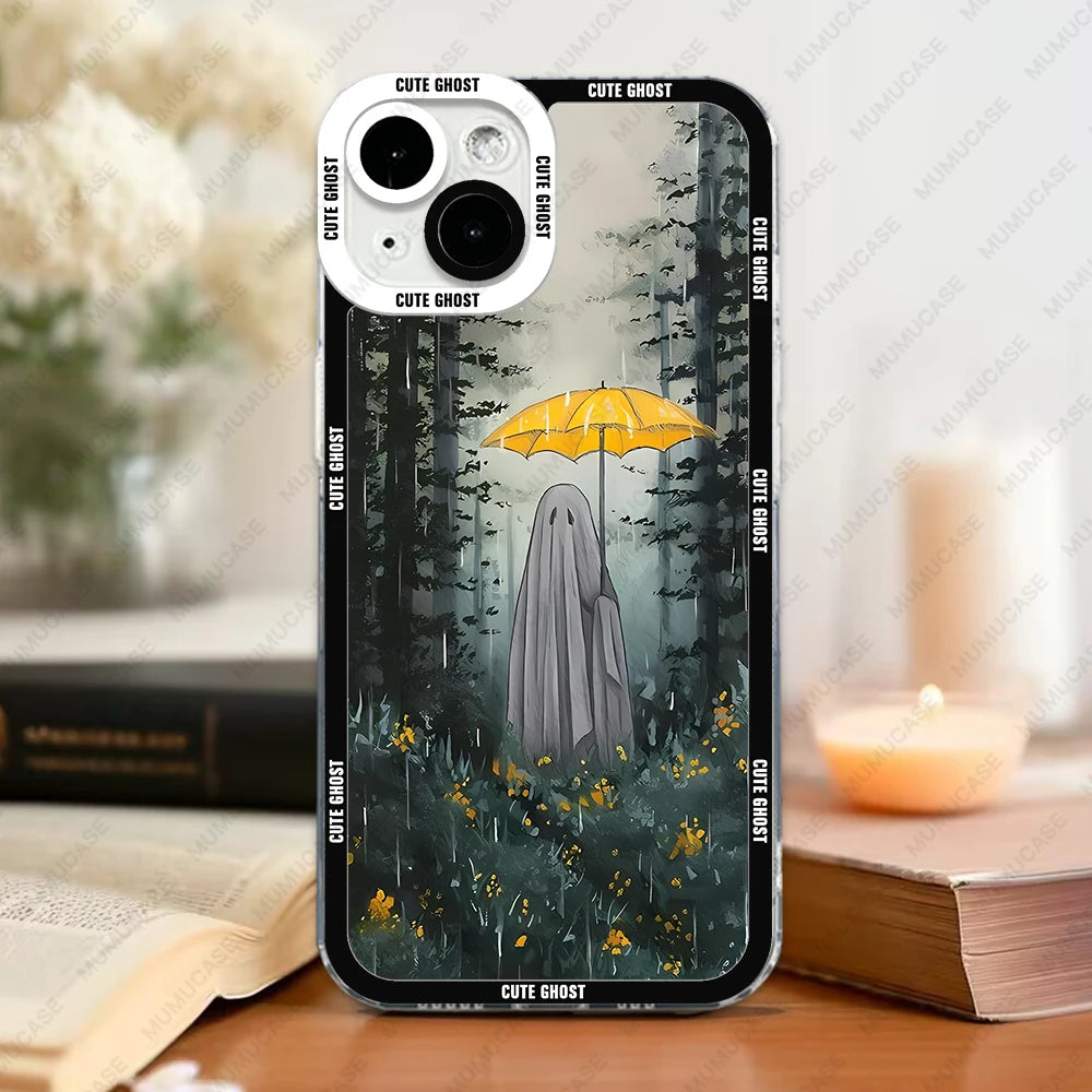 Case For iPhone 16 15 14 13 Pro Max 12 Mini 11 XS X XR SE 7 8 Plus Soft Cover Cute Little Ghost - Sun Studio