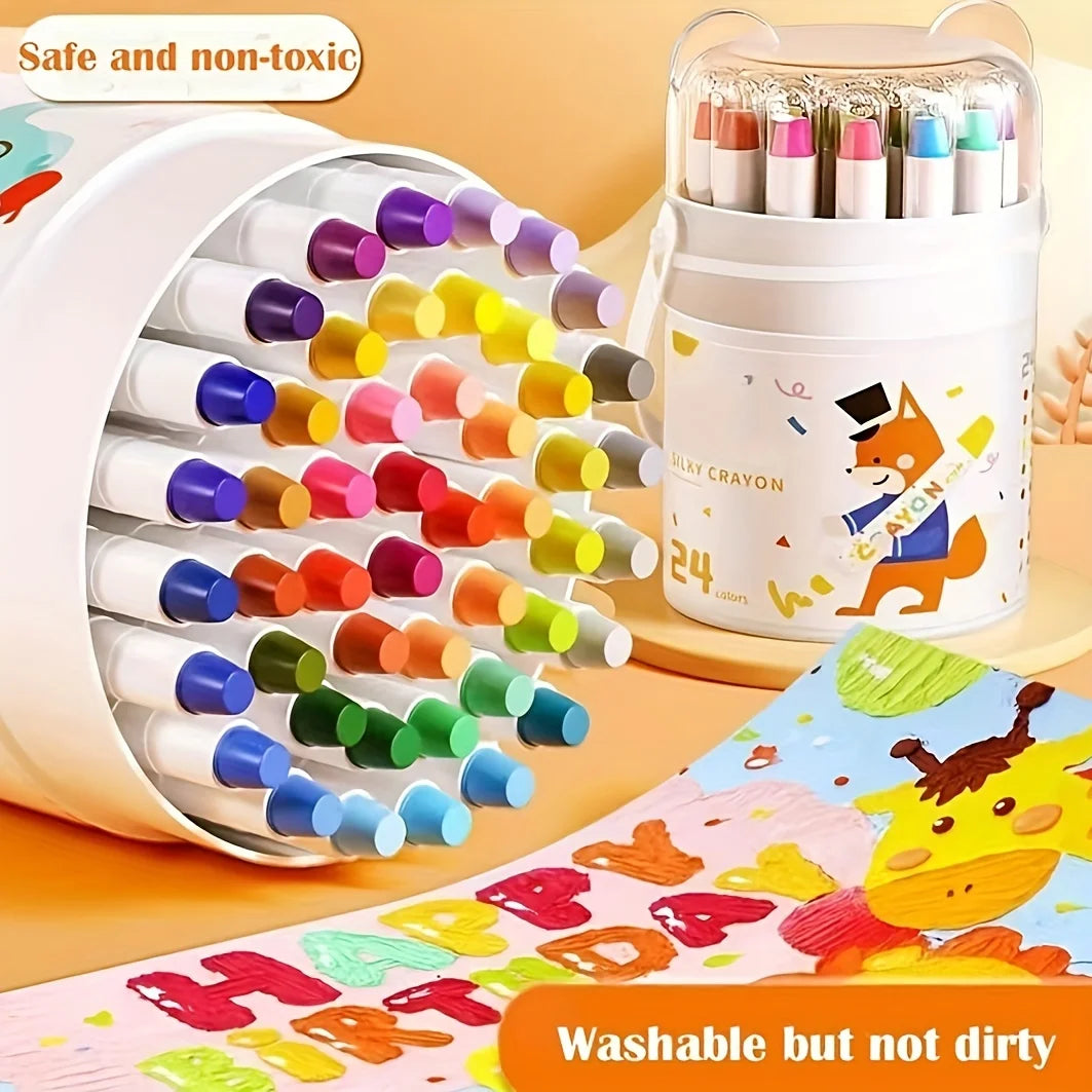 24/36/48 PCS Crayon Oil Pencils - Non-staining Hands, Washable, Safe Professional Art Supplies, Ideal Gift for Festivals - Sun Studio