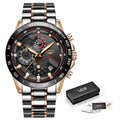 LIGE Business Men Watch Luxury Brand Stainless Steel Wrist Watch Chronograph Army Military Quartz Watches Relogio Masculino+BOX - Sun Studio