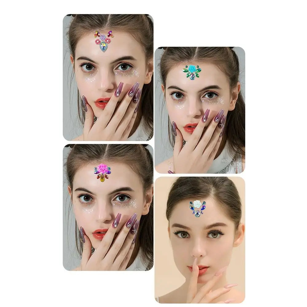 Adhesive Makeup Diamond Sticker DIY Temporary 3D Crystal Face Stickers Glitter Diamond Mask Rhinestone Tattoo Women - Sun Studio
