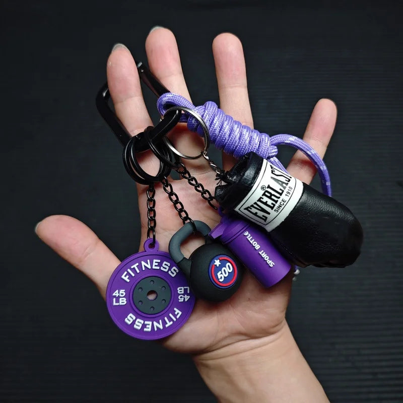 New Fitness Keychain Gym Lovers Fitness Enthusiast Gift Barbell Dumbbell Keychain Fitness Bag backpack Charms - Sun Studio