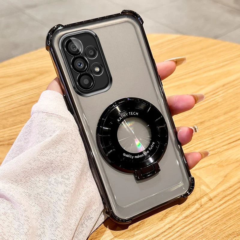 Plating Magnetic Holder Phone Case for Samsung Galaxy A05 A05S A13 A14 A15 A16 A26 A25 A33 A34 A35 A36 A56 A54 A55 Clear Cover - Sun Studio