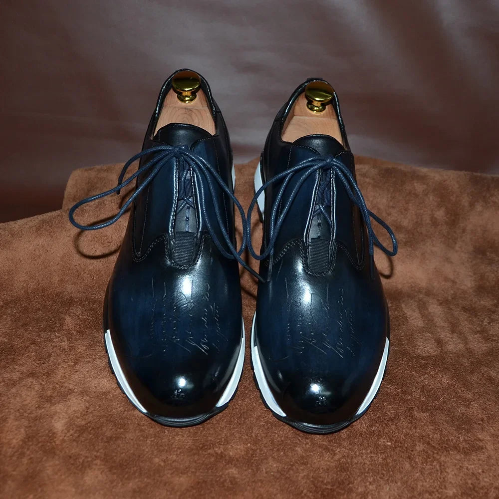 Luxury Brand Style Casual Sneakers Men's Shoes Genuine Leather Lace-up Basic Outdoor Footwear Daily Male Fashion Oxford Shoes