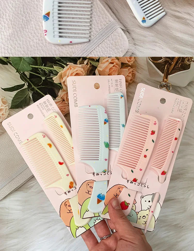 2pcs Cute Kids Hair Comb Set Anti-static Strawberry Comb for Girls Portable Hairdressing Comb - Sun Studio