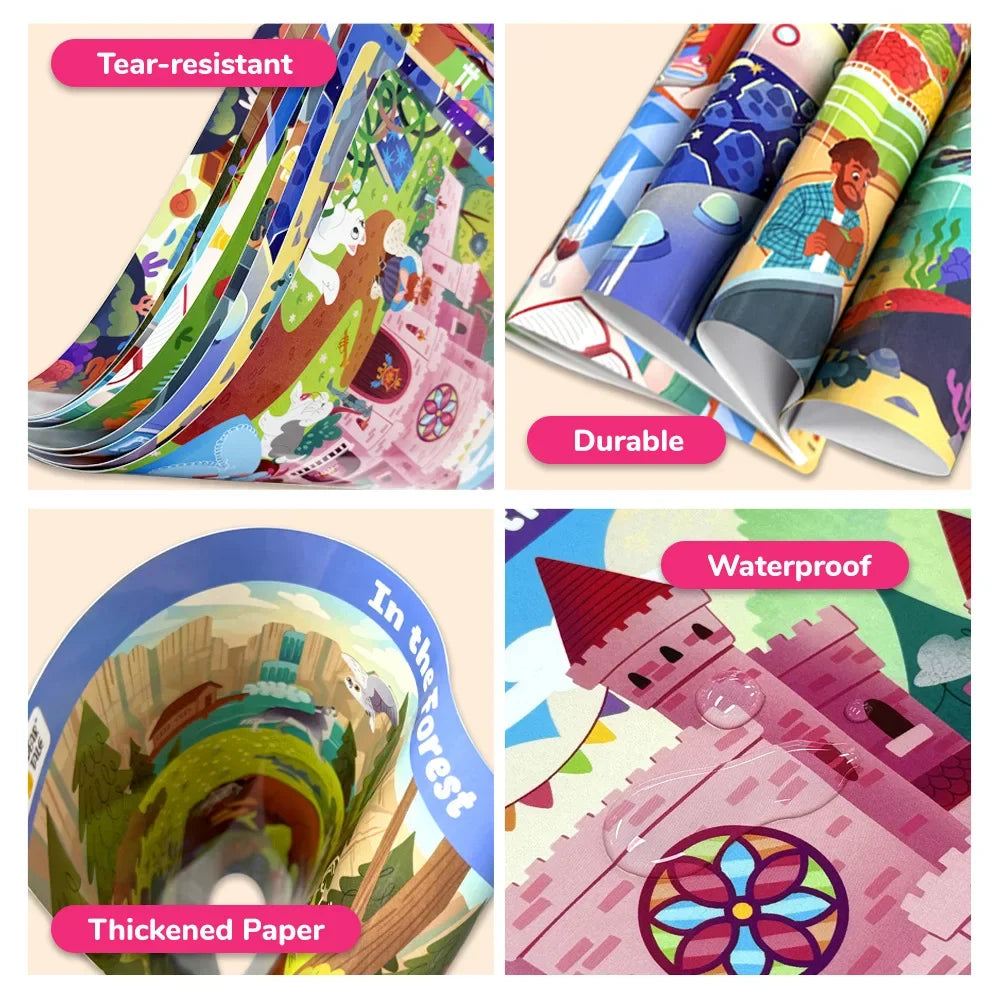 Search and Find Game Looking for Different 3 Themes Interactive Activity Painting Kit Drawing Books with Reusable Pen - Sun Studio