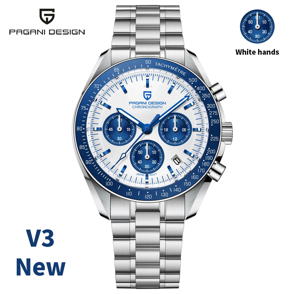 PAGANI DESIGN Moon Watches Men Quartz Watch For Men Auto Date Speed Sport Chronograph AR Sapphire Mirror Wrist watch 2025 New