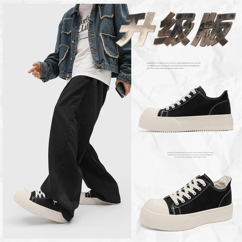 Canvas Platform Sports Shoes Fabric Outdoor Shoes for Men Skateboard Soft and Comfortable All-match Wear-resistant Non-Slip New - Sun Studio